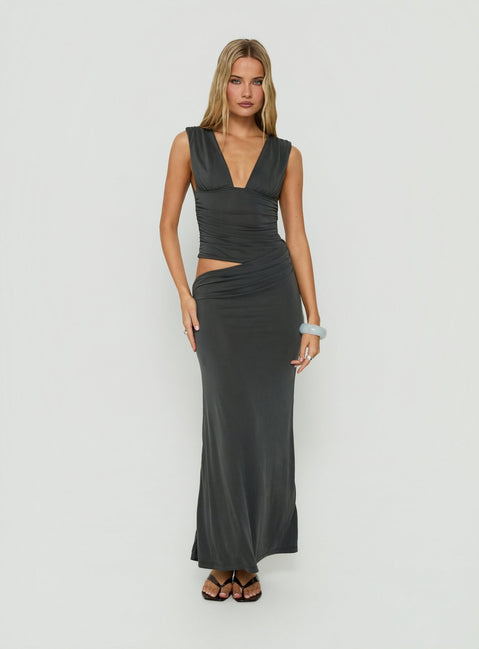 Evelen Thick Strap Maxi Dress Grey
