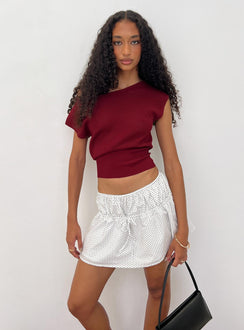 back view of model wearing Princess Polly Nomi Mini Skirt White Polka Dot Mini Skirts 