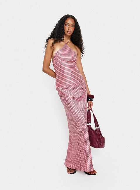 Bellamissimo Halter Maxi Dress | Pink Stripe | Womens