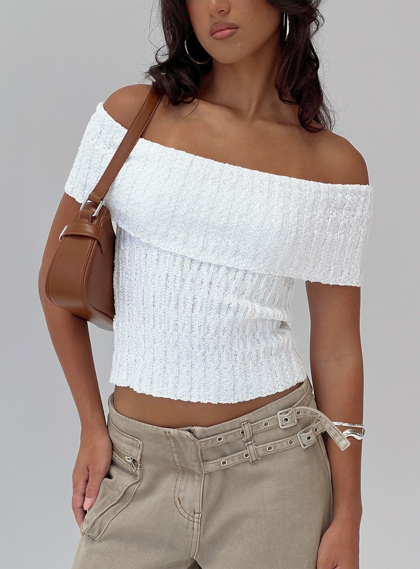 トップス unusually Check Off-shoulder(ivory) Cotton Gauze Convertible Off-Shoulder Top-White – Tribal