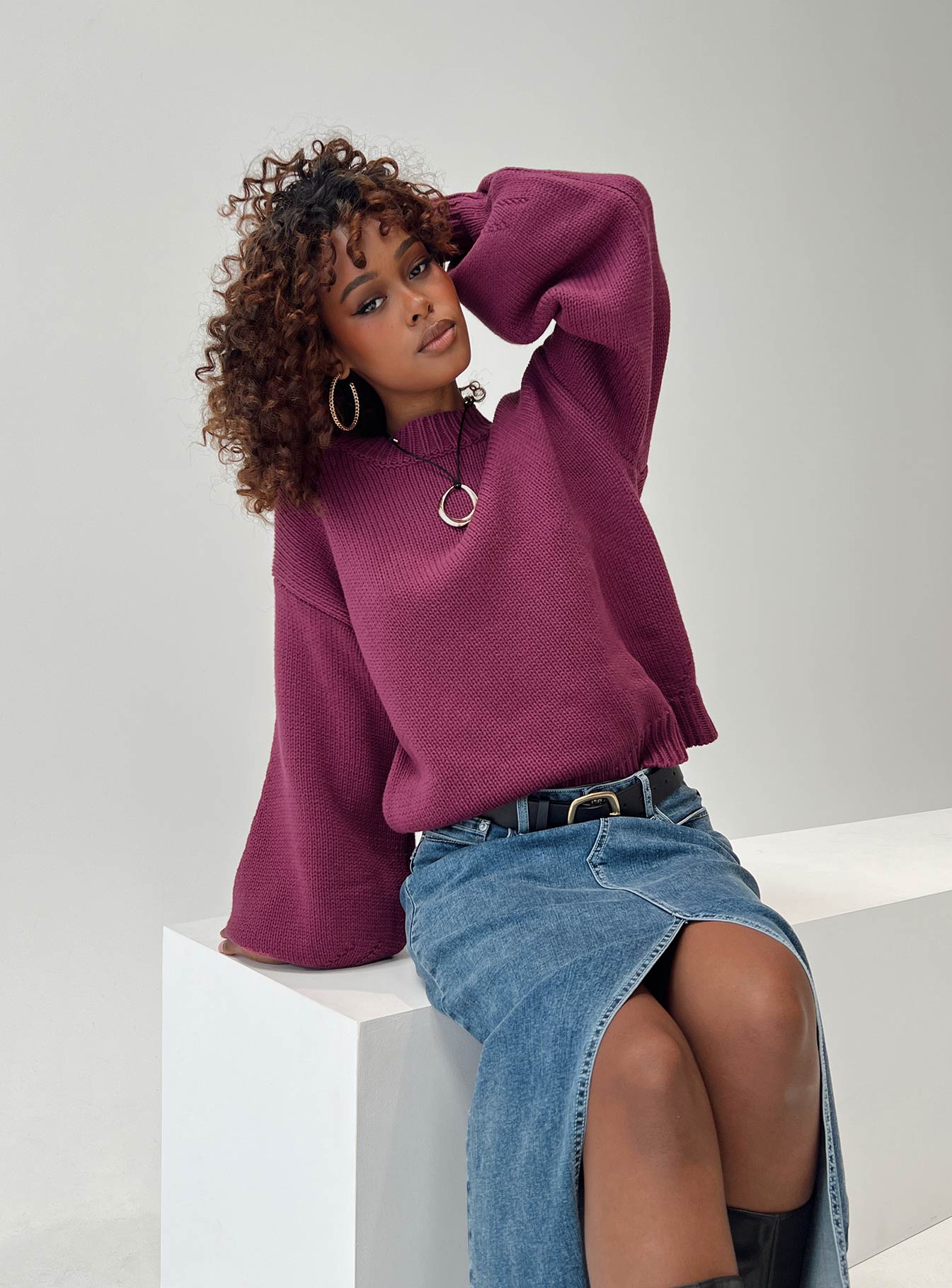 Harmony knit sweater burgundy