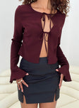 product Princess Polly Full Sleeves High Neck  Bowden Long Sleeve Top Burgundy