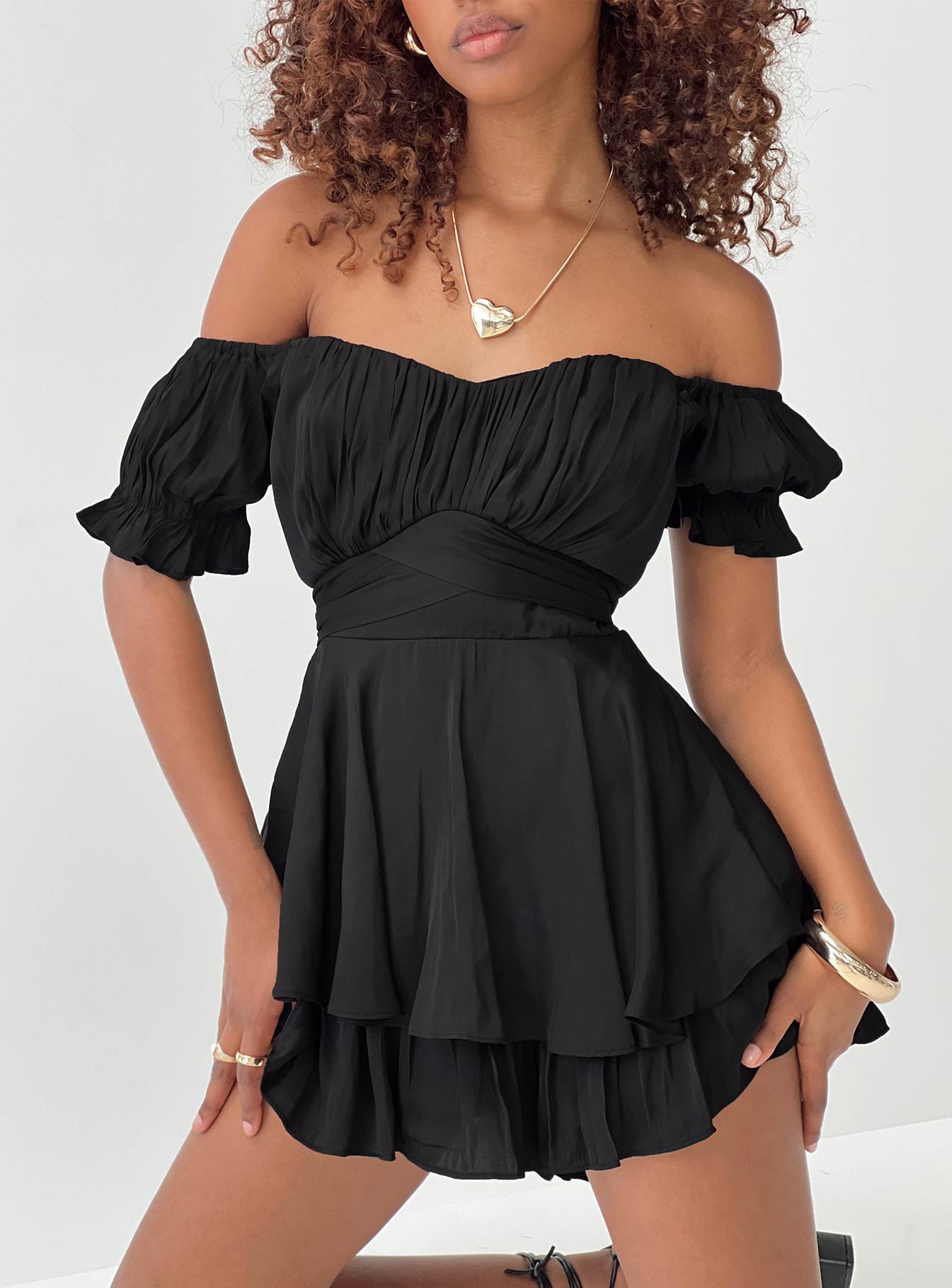 Off shoulder short clearance romper