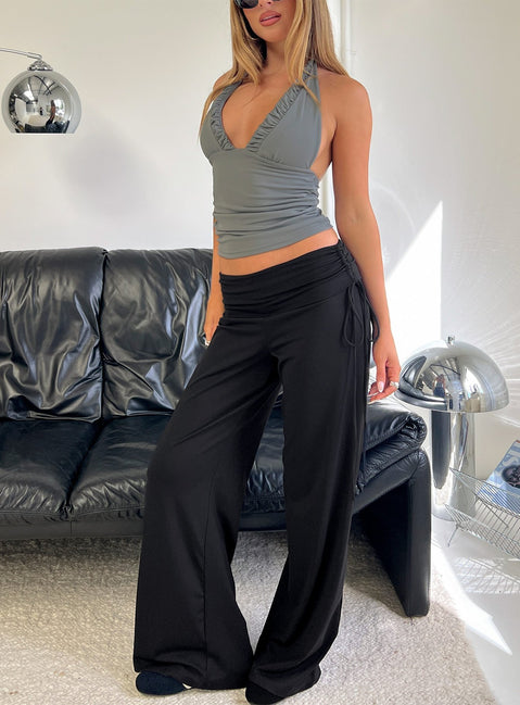 Daily Define Ruched Tie Side Pants Black Tall