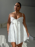 front view of model wearing Princess Polly Granno Mini Dress White Curve Plunger 