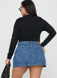 Fossils Denim Mini Skirt Blue Curve
