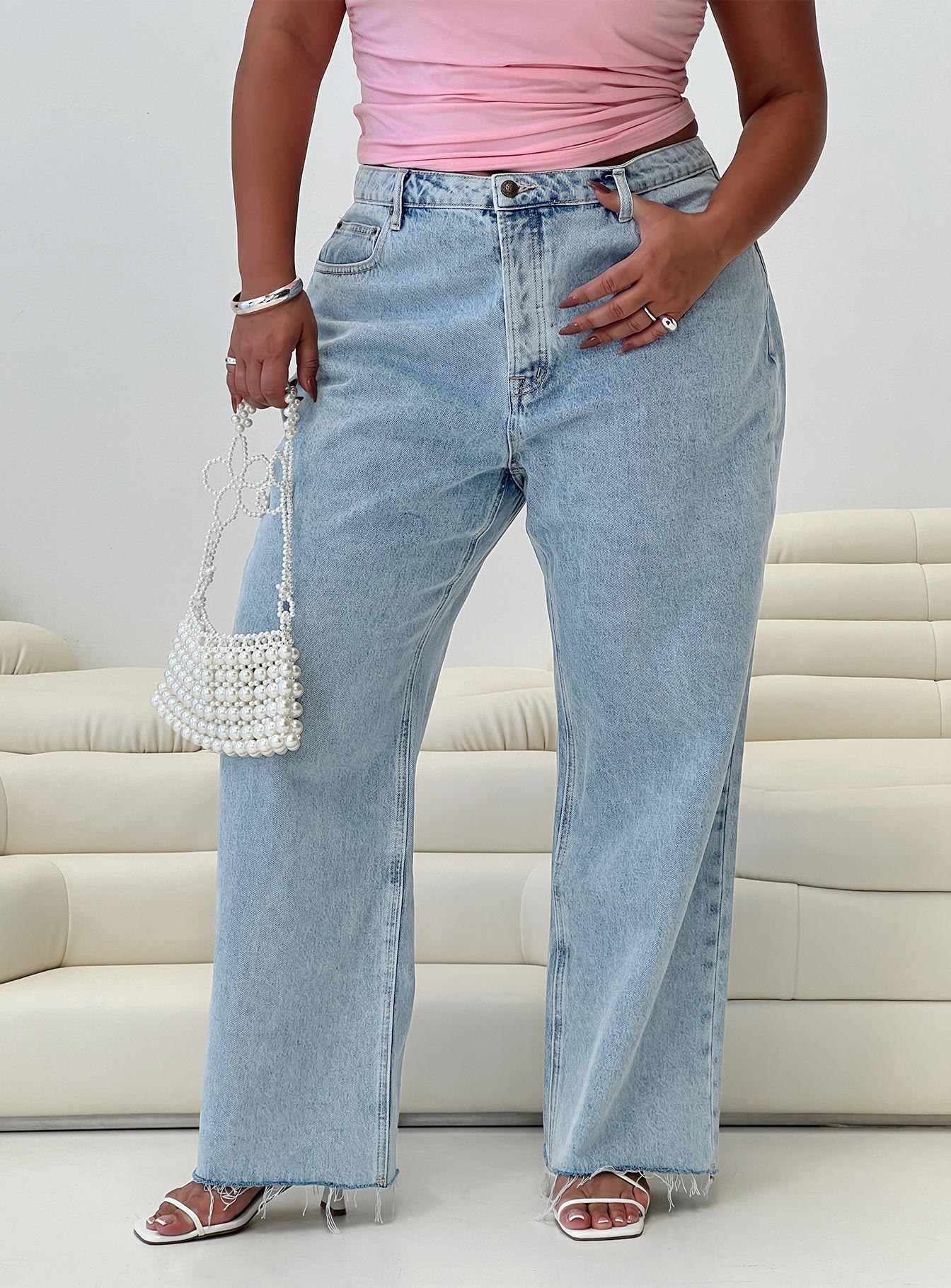 Fawcett Jeans Light Wash Denim Curve | Princess Polly