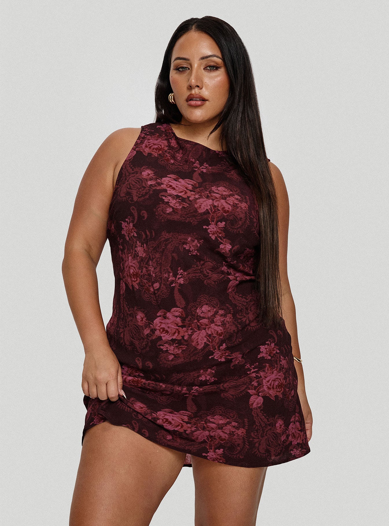 Vivre Mini Dress Burgundy Paisley Curve | Princess Polly Vivre Mini Dress Burgundy Paisley Curve | Princess Polly