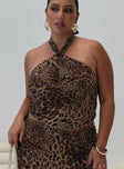 front view of model wearing Princess Polly Eleganza Top Leopard Curve Sleeveless 