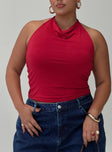 product Princess Polly Imposter Top Cherry Red Curve Sleeveless Cowl 