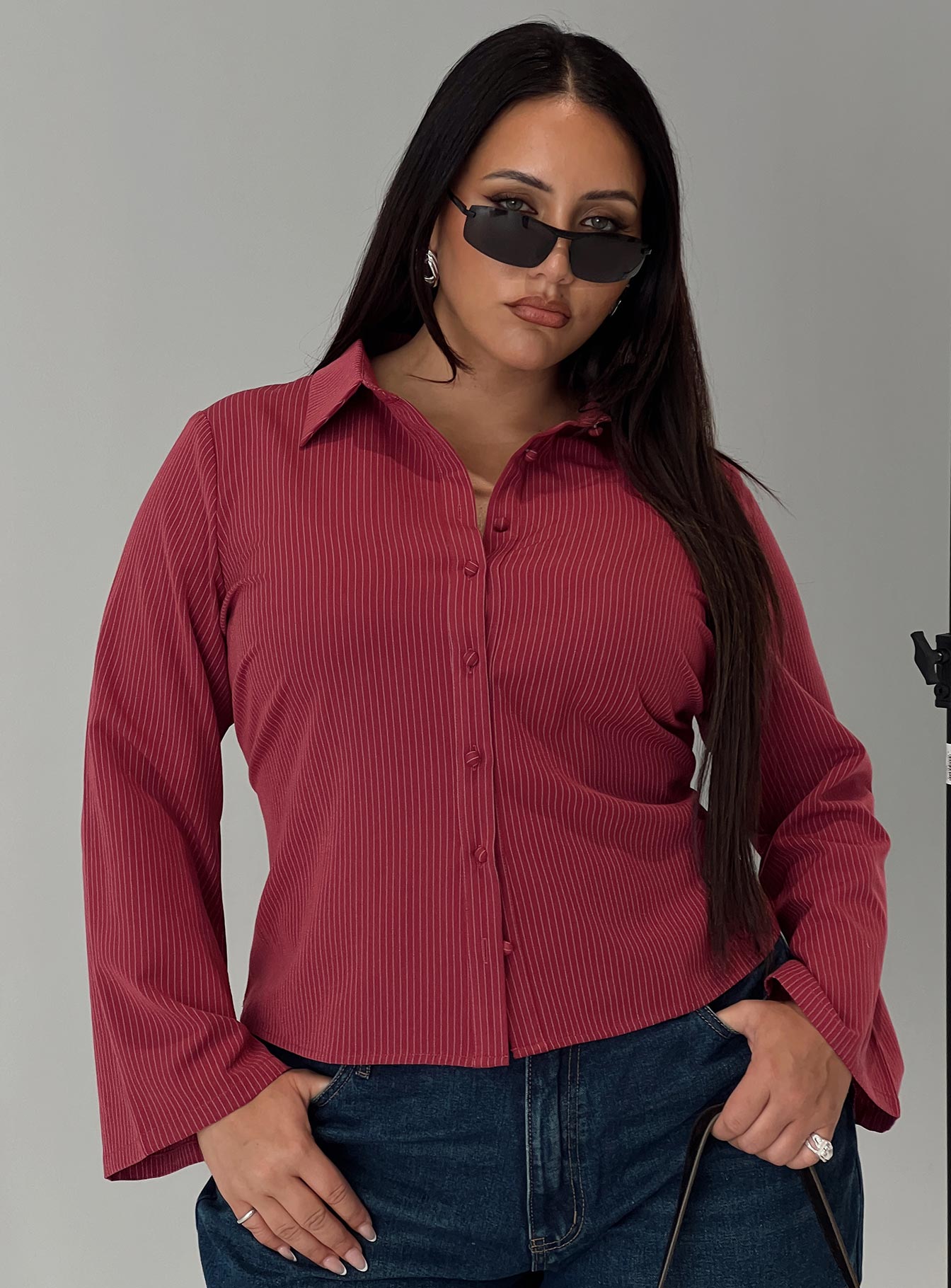 red pinstripe dress shirt Slim Fit Red Fine Line Stripe Non-Iron Men's Dress Shirt Wilkes & Riley, LLC