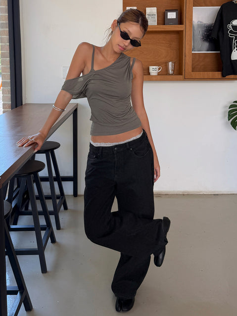 Serenitia Mid Rise Relaxed Jeans Jet Black