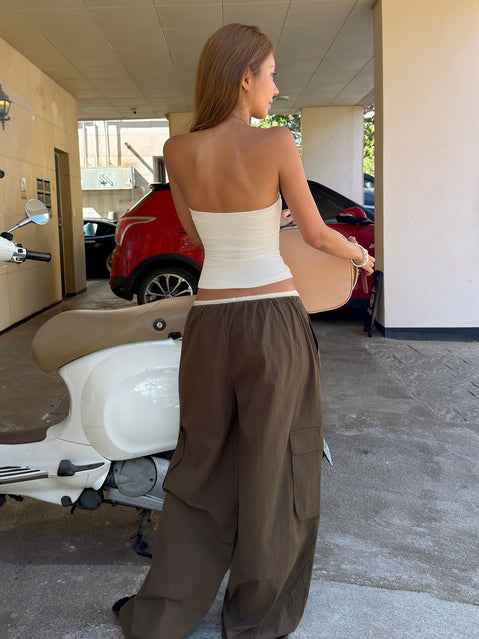 Lunea Concealed Waistband Cargo Pants Brown Petite