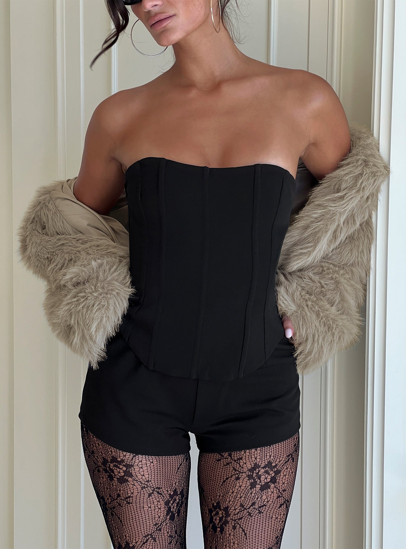 Louisah Corset Playsuit Black