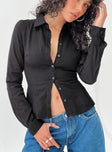 Long sleeve shirt Slim fitting, classic collar Button fastening at front, single button cuff