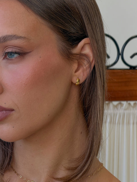Liora Gold Plated 10mm Chunky Hoop Earrings Gold