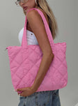 Jovie Nylon Quilted Tote Pink
