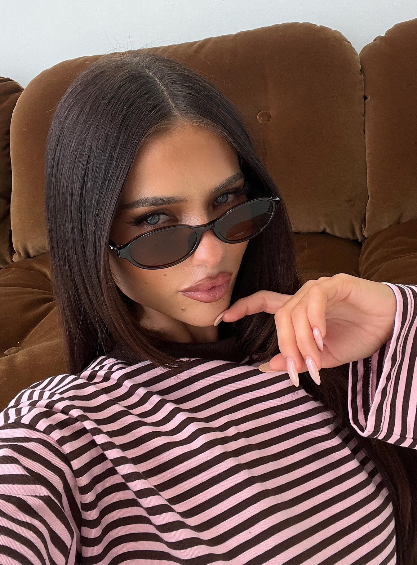 Captivation Oval Sunglasses Brown | Princess Polly