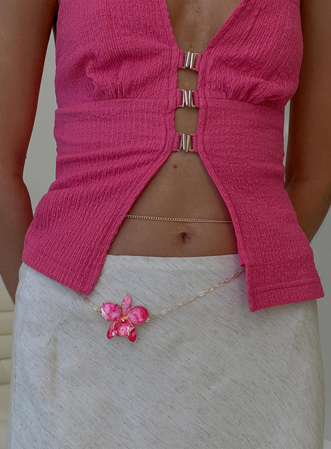 Open Arms Flower Belt Gold / Pink