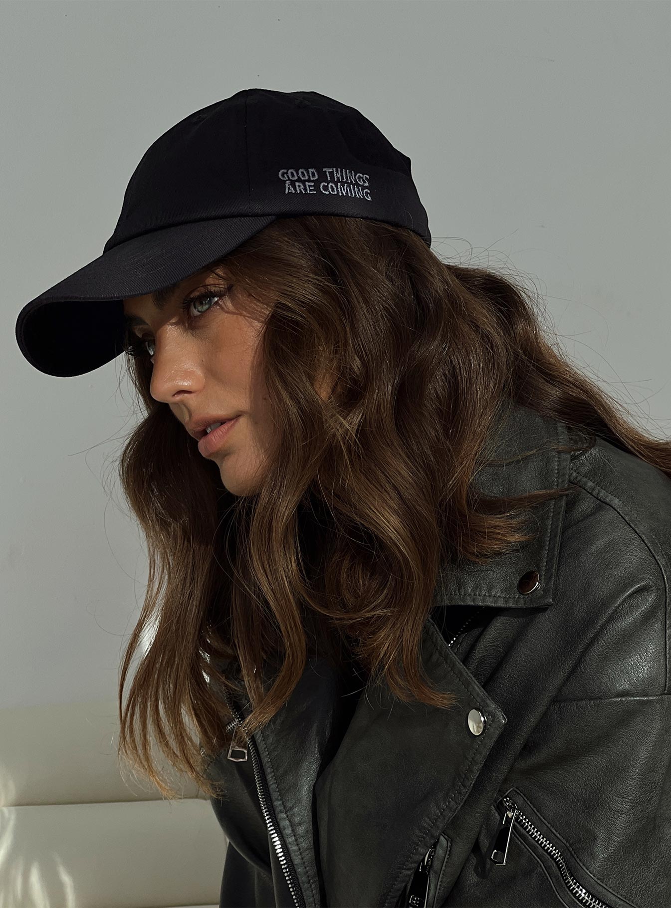 Dad cap Embroidered graphic print, adjustable strap at back