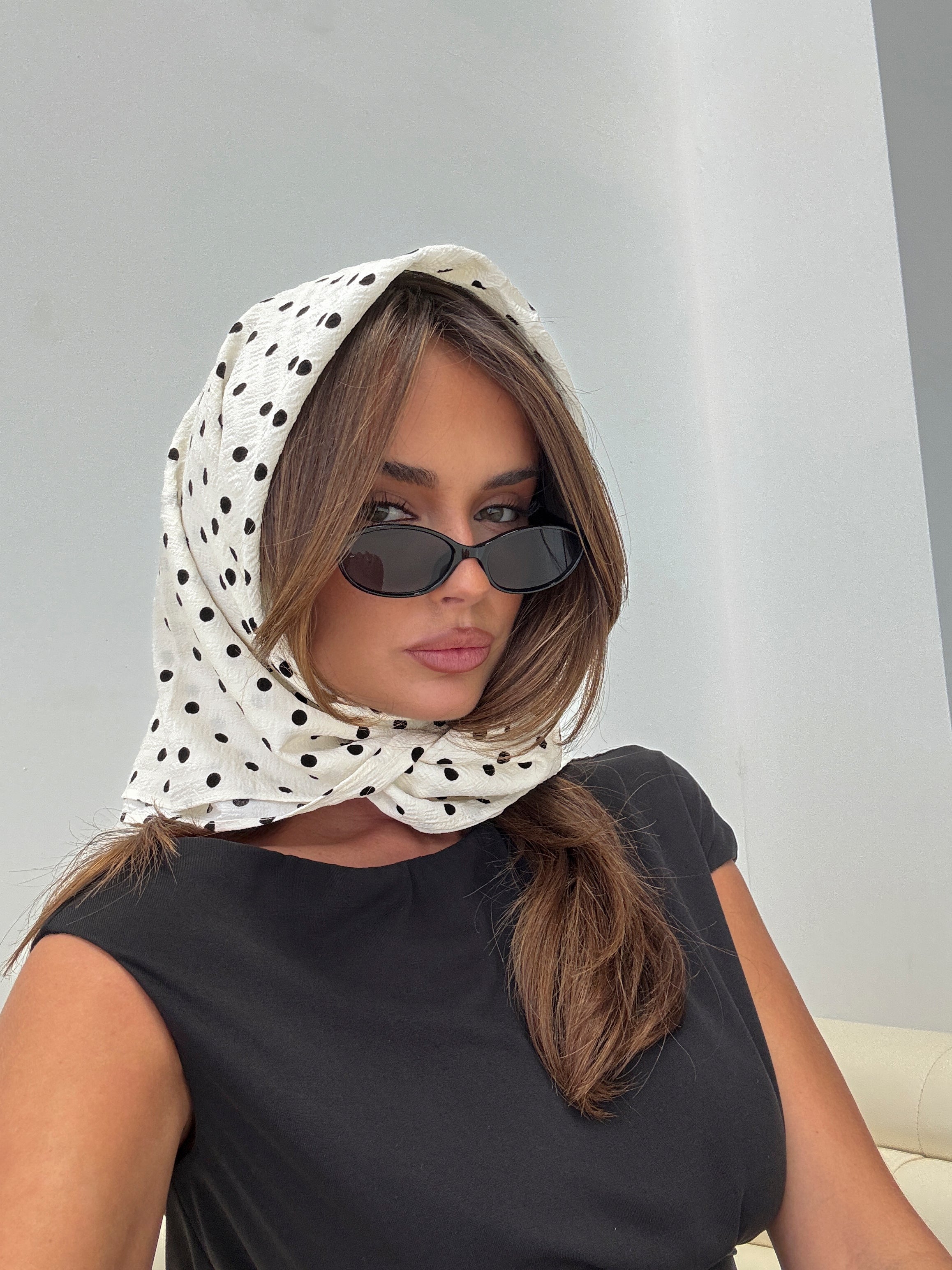 Nellie Hair Scarf Cream Polka | Princess Polly