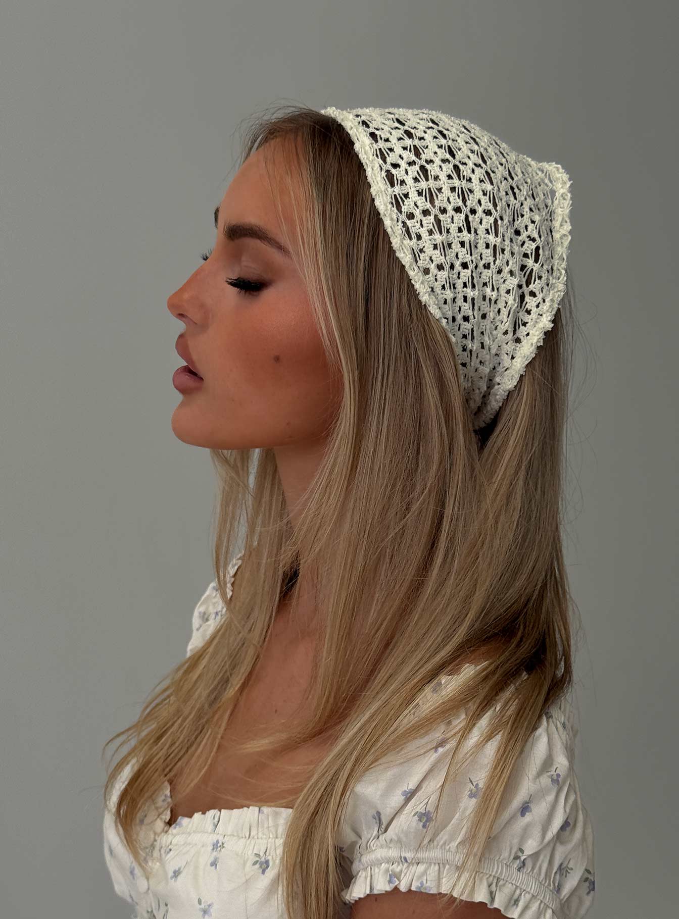 Keighla Crochet Hair Scarf Cream | Princess Polly