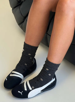 Safire Socks Grey / Beige Polka Dot