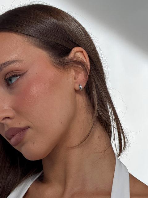 Liora Stainless Steel 10mm Chunky Hoop Earrings Silver