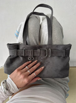 Views Of Capri Faux Suede Buckle Shoulder Bag Charcoal