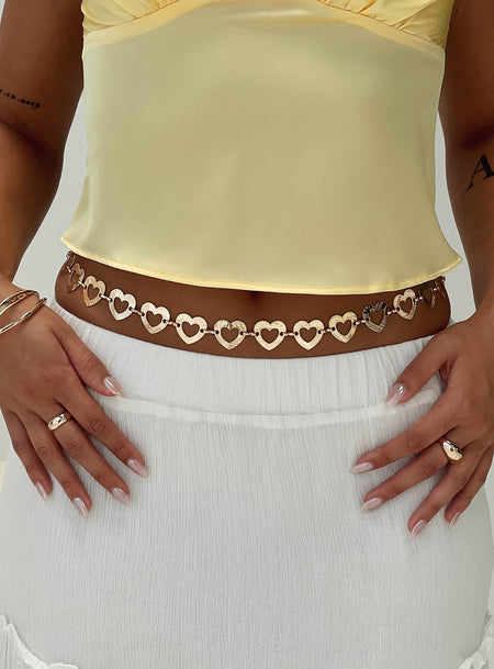 Gold-toned chain belt Heart-shape chain, adjustable length, lobster clasp fastening 