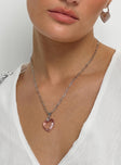 Necklace Silver toned Heart pendant Lobster clasp fastening 