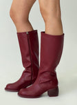 Ella Knee High Boots Burgundy