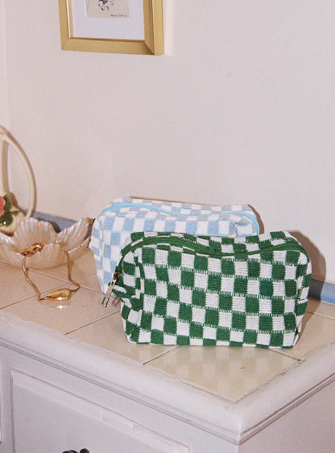 Zinny Cosmetics Case Green / White