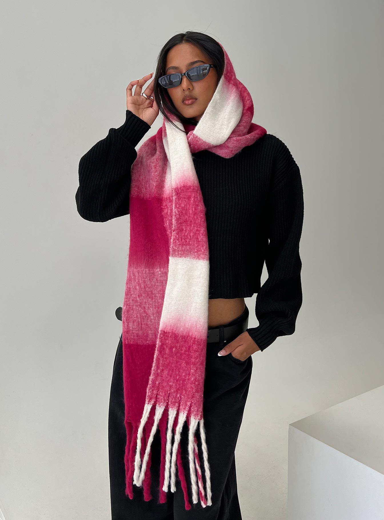 Consideration Scarf Pink Check | Princess Polly