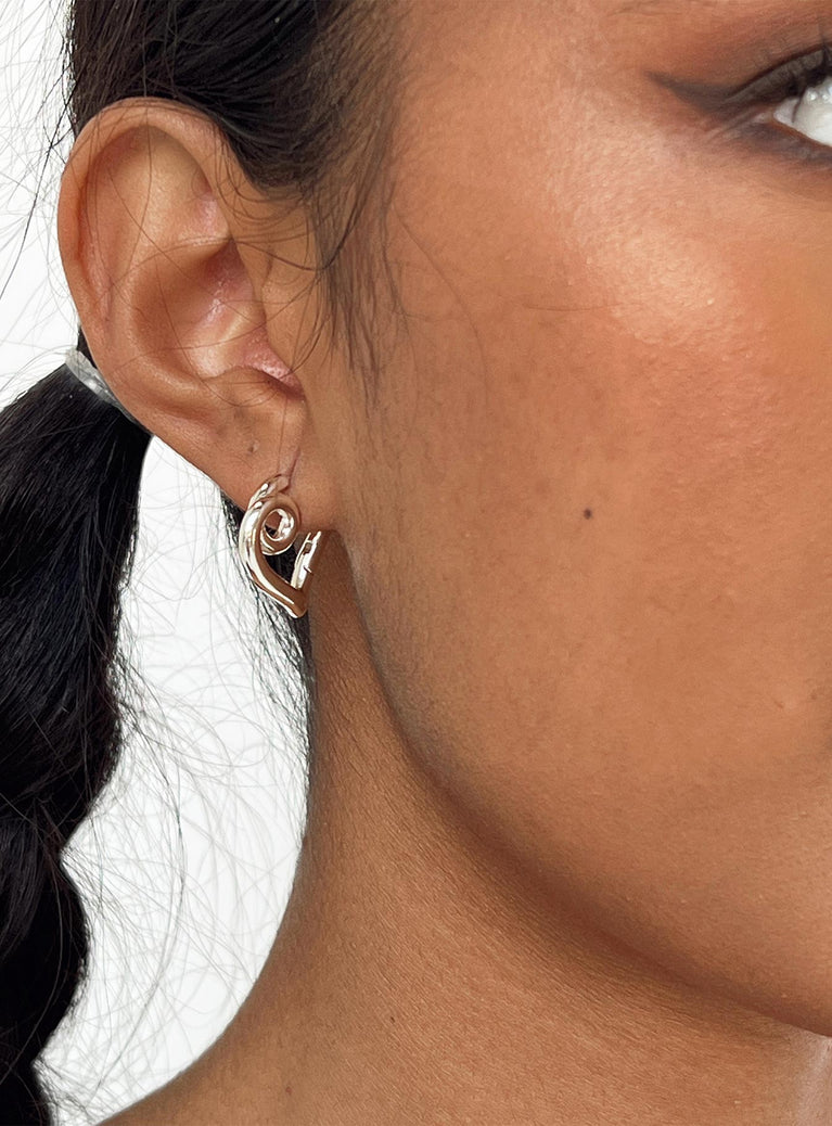 Silver toned earrings Hinged hoop fastening