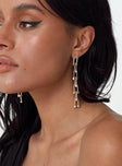 Earrings Gold toned Drop charm Stud fastening