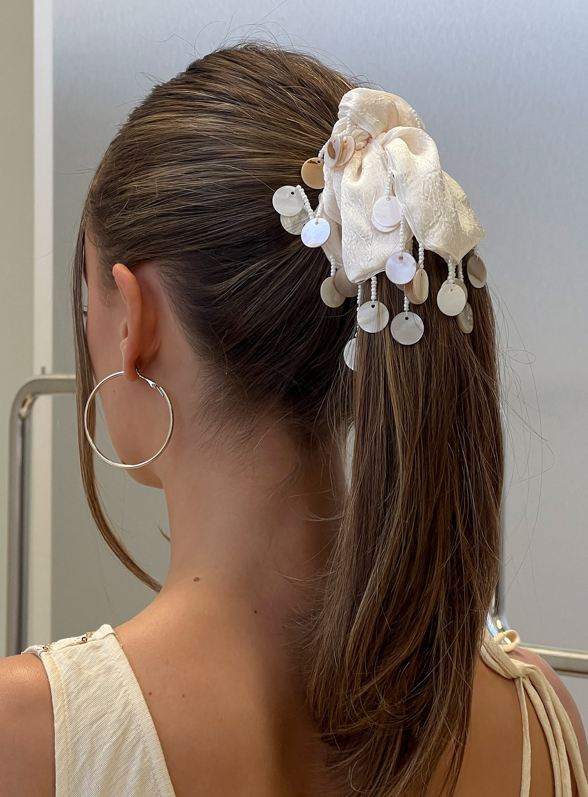 Shell Scrunchie Tahlie Shell Detail Scrunchie White | Princess Polly