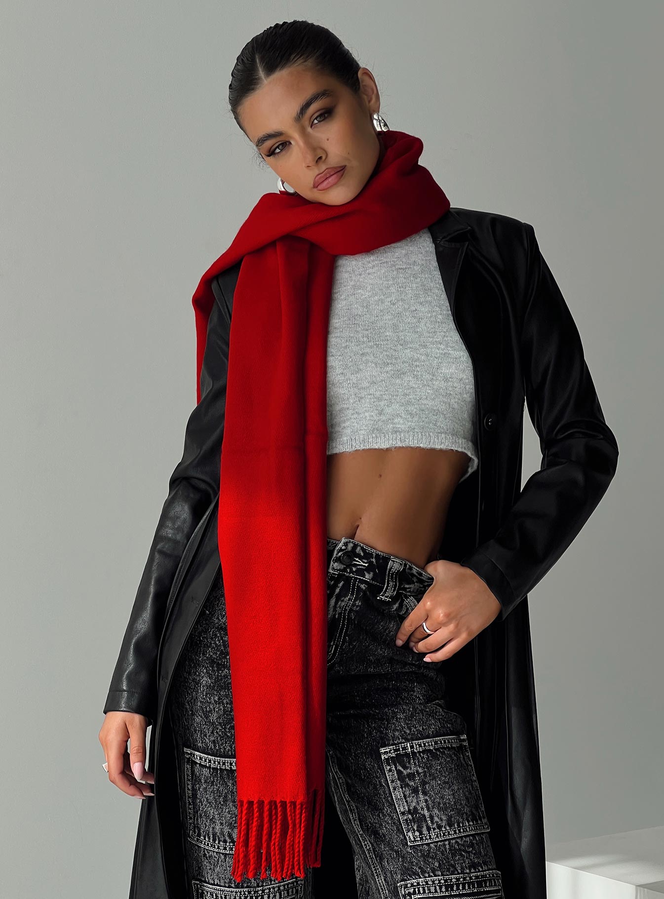 Heavy Hearted Scarf Red | Princess Polly
