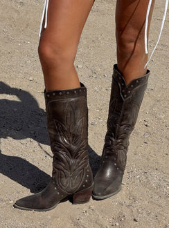 Billini Damica Cowboy Boots Washed Brown