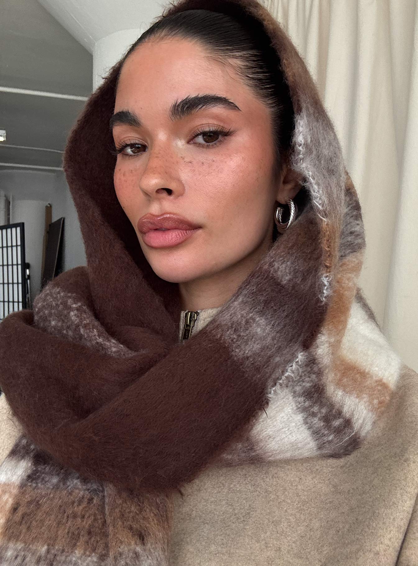 Warm Welcome Scarf Brown Plaid | Princess Polly