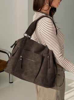 Olsenn Faux Suede Oversized Shoulder Bag Slate