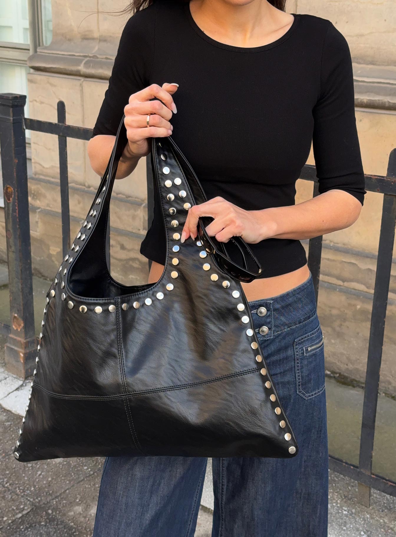 Tell The Truth Studded Bag Black / Silver | Princess Polly Tell The Truth Studded Bag Black / Silver | Princess Polly