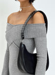 Faux leather shoulder bag Silver-toned hardware, removable strap, zip fastening, inner card slip, flat base