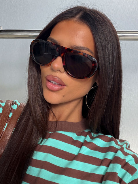 Amorra Oversized Aviator Sunglasses Tort