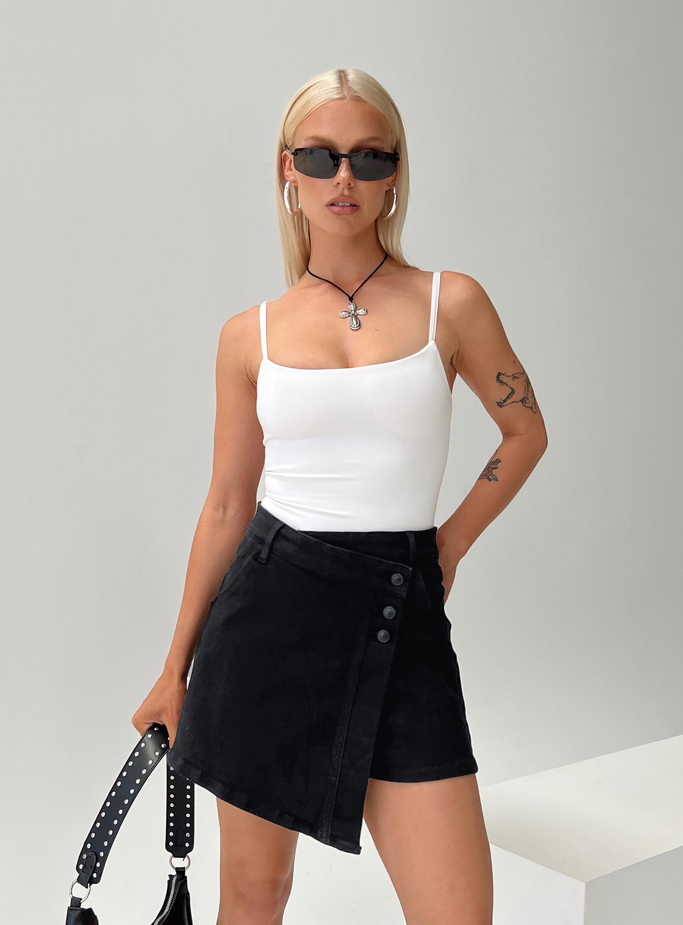 Black jean 2025 wrap skirt