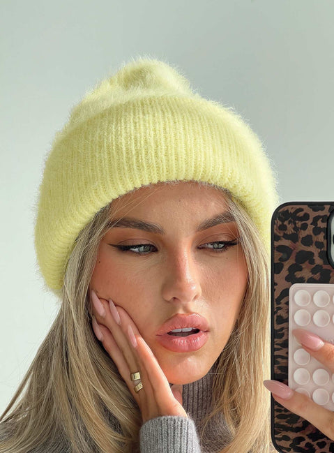 Kalyn Fluffy Beanie Lemon
