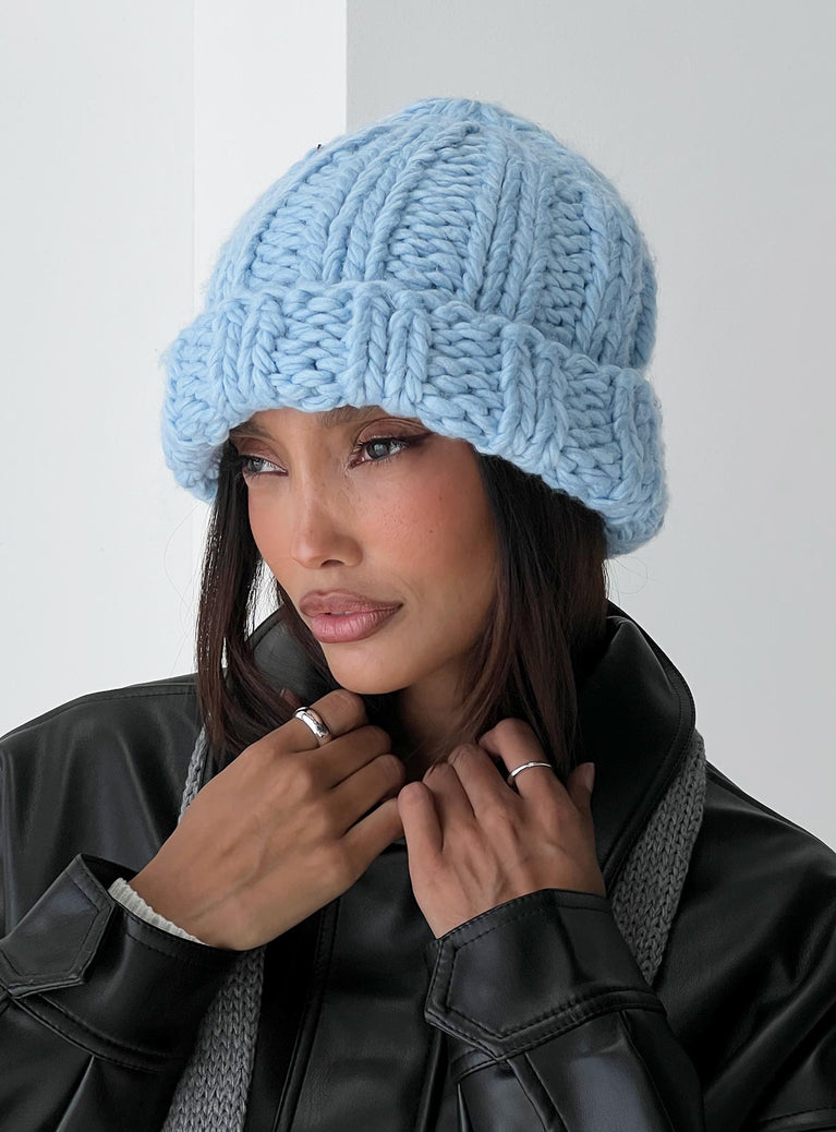 Cable knit beanie with folded brim