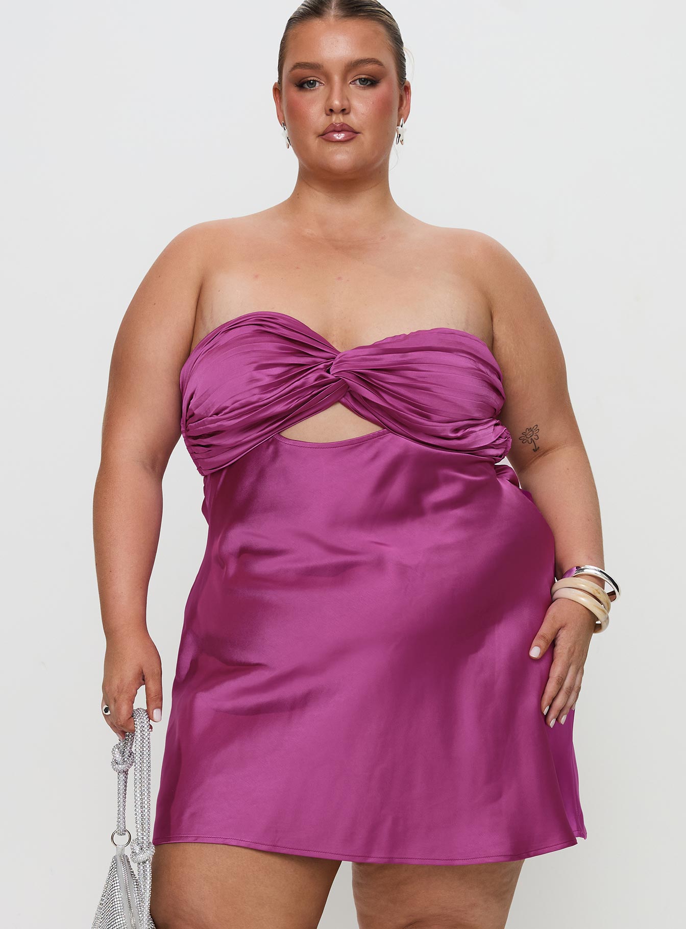 faviola mini dress purple Princess Polly Faviola Strapless Satin Mini Dress In Purple - 60% Off