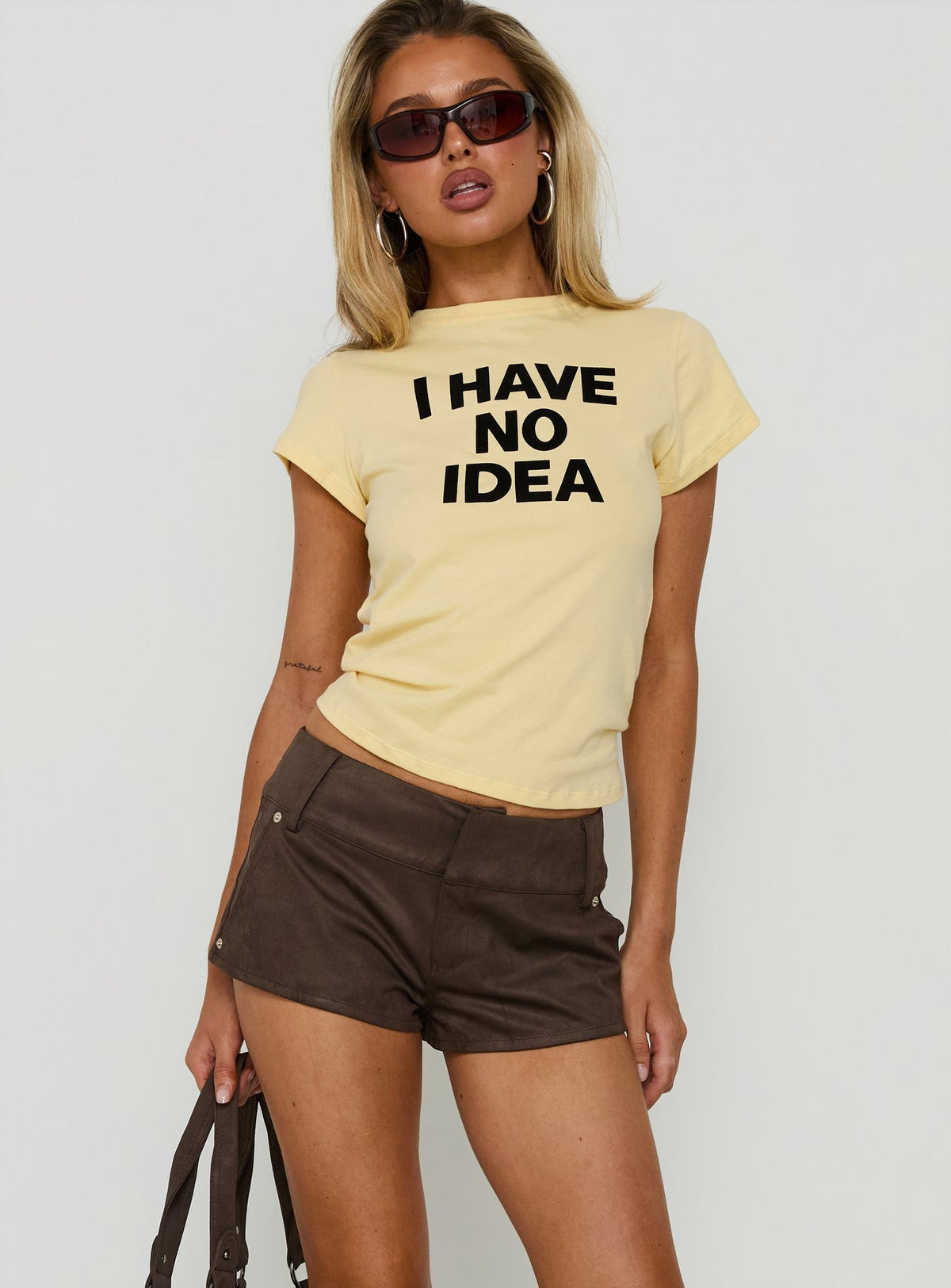 Lydee Lace Up Mini Shorts Brown