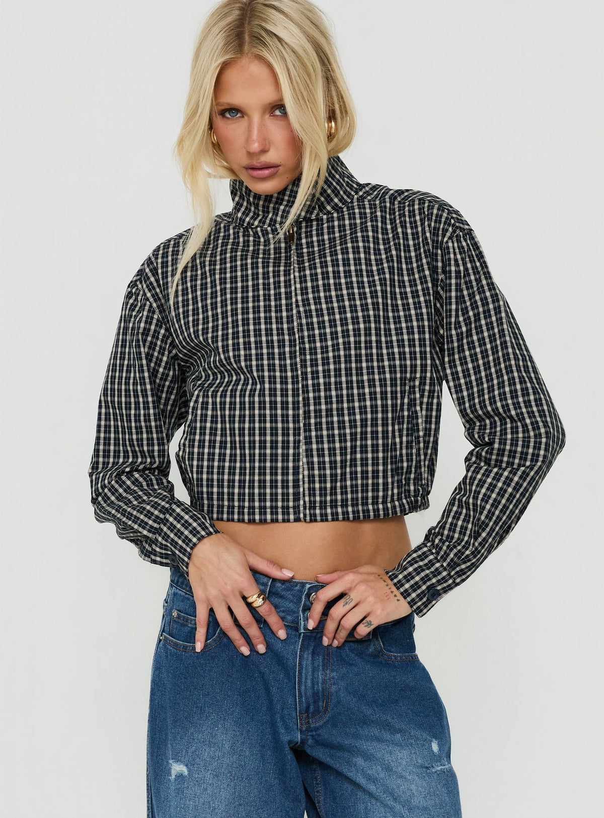 Aura Jacket Navy / Lemon Plaid